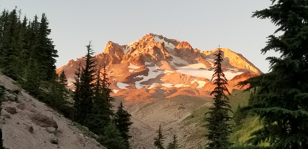 Sunset Over Mt Hood Summit From Lost Creek in Paradise Park